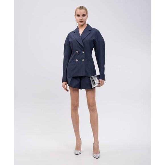 Givenchy Double Breasted Cuffed Jacket Blazer in Denim Blue FR 34 XS - Picture 6 of 7